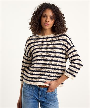 OUI durchbrochener Pullover gestreift