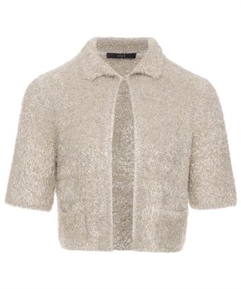 OUI kurze pelzige Strickjacke Lurex