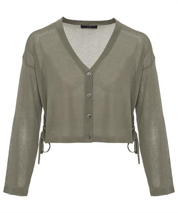 OUI kurze Strickjacke Kordelzug