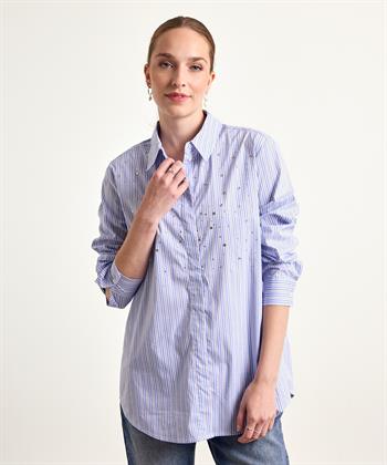 OUI lange Bluse mit Streifen und Strass