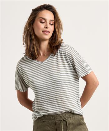 OUI Leinen Shirt gestreift