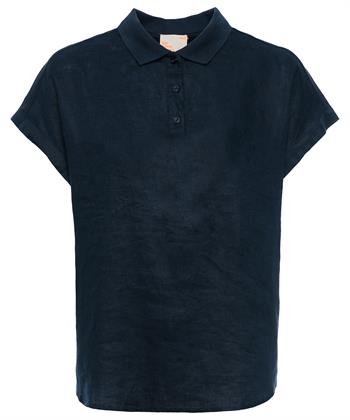 OUI Polobluse mit Leinenbesatz