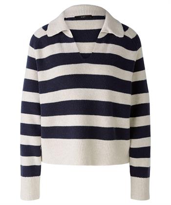 OUI Polopullover aus Wollmischung mit Blockstreifen