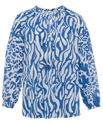 OUI Popeline Bluse mit zweifarbigen Quasten