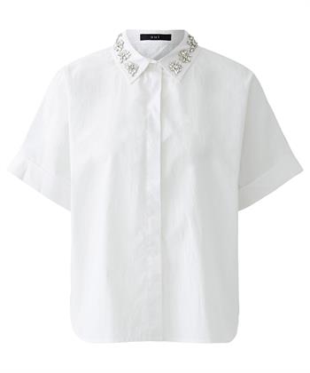 OUI Popeline Bluse Strasskragen