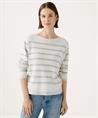 OUI Pullover mit Streifen und Kontrastgewebe