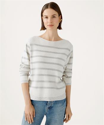 OUI Pullover mit Streifen und Kontrastgewebe
