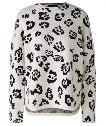 OUI Pullover Rundhalsausschnitt Panther-Jacquard