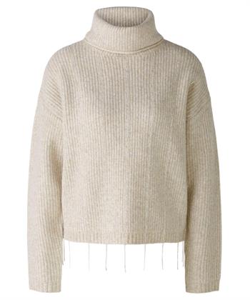 OUI Rollkragenpullover mit Strassfransen