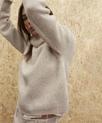 OUI Rollkragenpullover mit Strassfransen