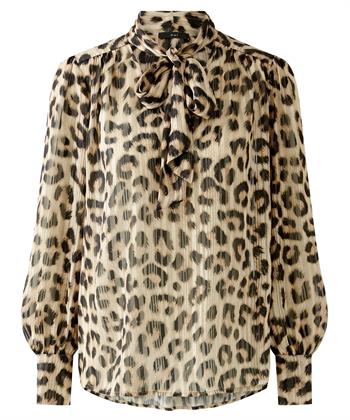 OUI Schleifenbluse Pantherdruck Lurex