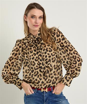 OUI Schleifenbluse Pantherdruck Lurex