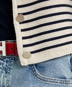 OUI Strickjacke gestreift gerippt