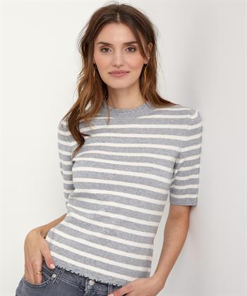 OUI Sweatshirt kurzarm gestreift mit Rüschen