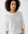 OUI Sweatshirt Leinenmischung Pailletten Streifen