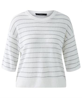 OUI Sweatshirt Leinenmischung Pailletten Streifen