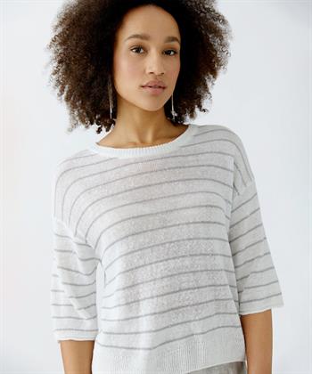 OUI Sweatshirt Leinenmischung Pailletten Streifen