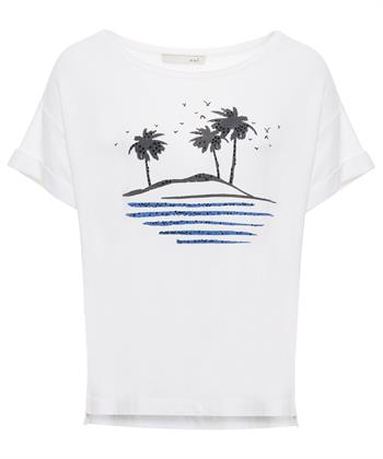 OUI T-Shirt Palmen Perlen