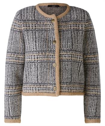 OUI Wollmischung Strickjacke Karos