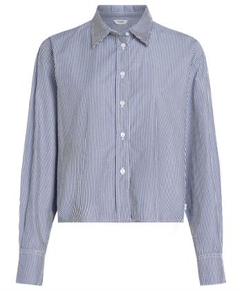 PENN&INK kurze Popeline-Bluse gestreift