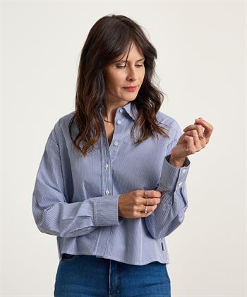 PENN&INK kurze Popeline-Bluse gestreift