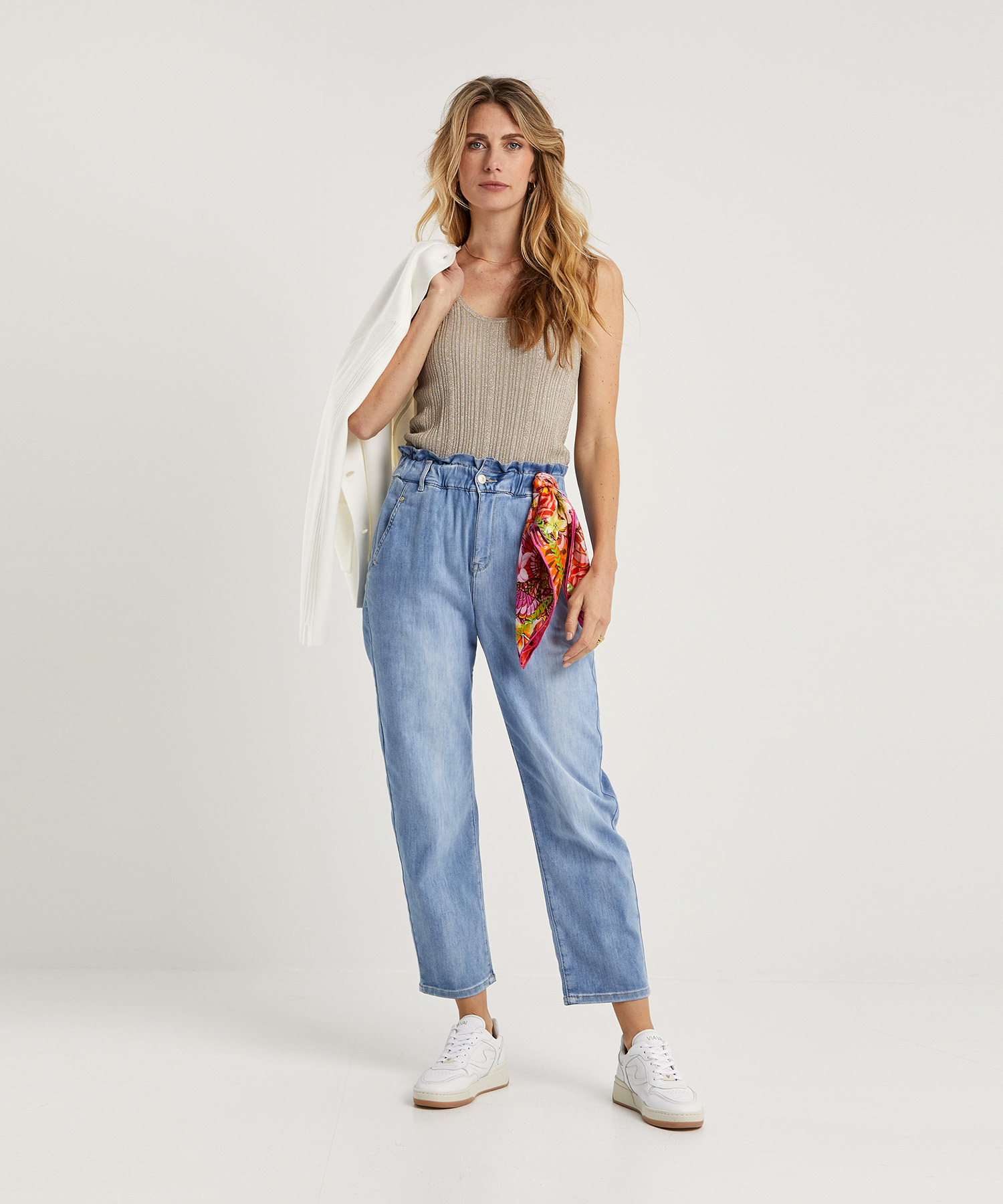 Raffaello Rossi verkurzte Paperbag Jeans Riana