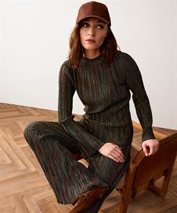 Summum ausgestellte Bundfaltenhose Lurex-Streifen