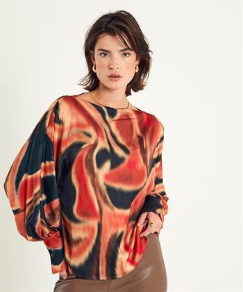 Summum Bluse Fledermausärmel unscharfer Print