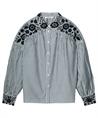 Summum Bluse gestreift Blumenstickerei