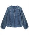 Summum Bluse im Denim-Look mit Streifen und Pailletten