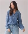 Summum Bluse im Denim-Look mit Streifen und Pailletten