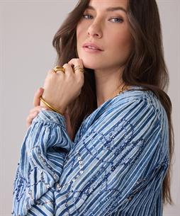 Summum Bluse im Denim-Look mit Streifen und Pailletten