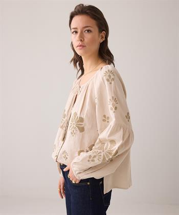 Summum Bluse Leinenmischung Stickerei