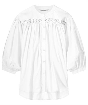 Summum Bluse mit Puffärmel und Stickereibesatz