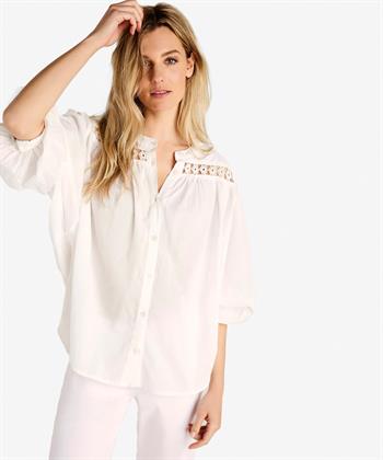 Summum Bluse mit Puffärmel und Stickereibesatz