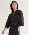 Summum Karo Top Lurex Puffärmel