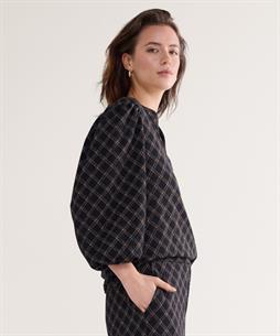 Summum Karo Top Lurex Puffärmel