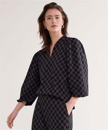 Summum Karo Top Lurex Puffärmel
