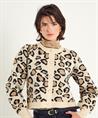 Summum kurze Strickjacke mit Puffärmeln Pantherdruck