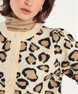 Summum kurze Strickjacke mit Puffärmeln Pantherdruck
