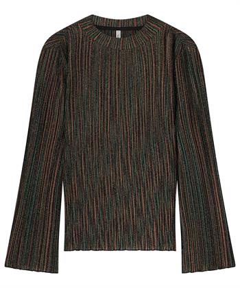 Summum Plissé Top mit Rollkragen Lurexstreifen