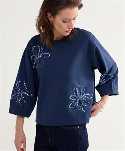 Summum Pullover Pailletten Blume
