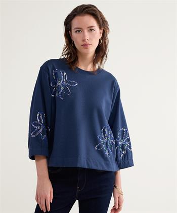 Summum Pullover Pailletten Blume