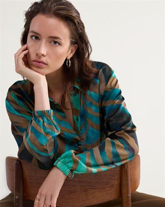 Summum Seidenbluse Blouson mit Tigermuster