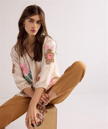 Summum seidige Bluse Blume Pailletten