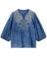 Summum Soft Denim Bluse Stickerei