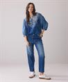 Summum Soft Denim Bluse Stickerei