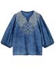 Summum Soft Denim Bluse Stickerei