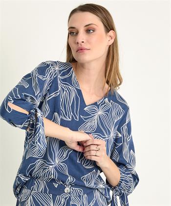 TONI Bluse Blattdruck Schleife Anna