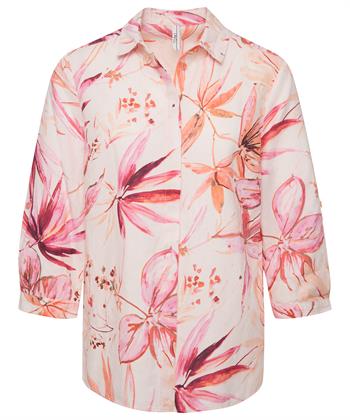 TONI Bluse Leinenmischung Blumen Clay